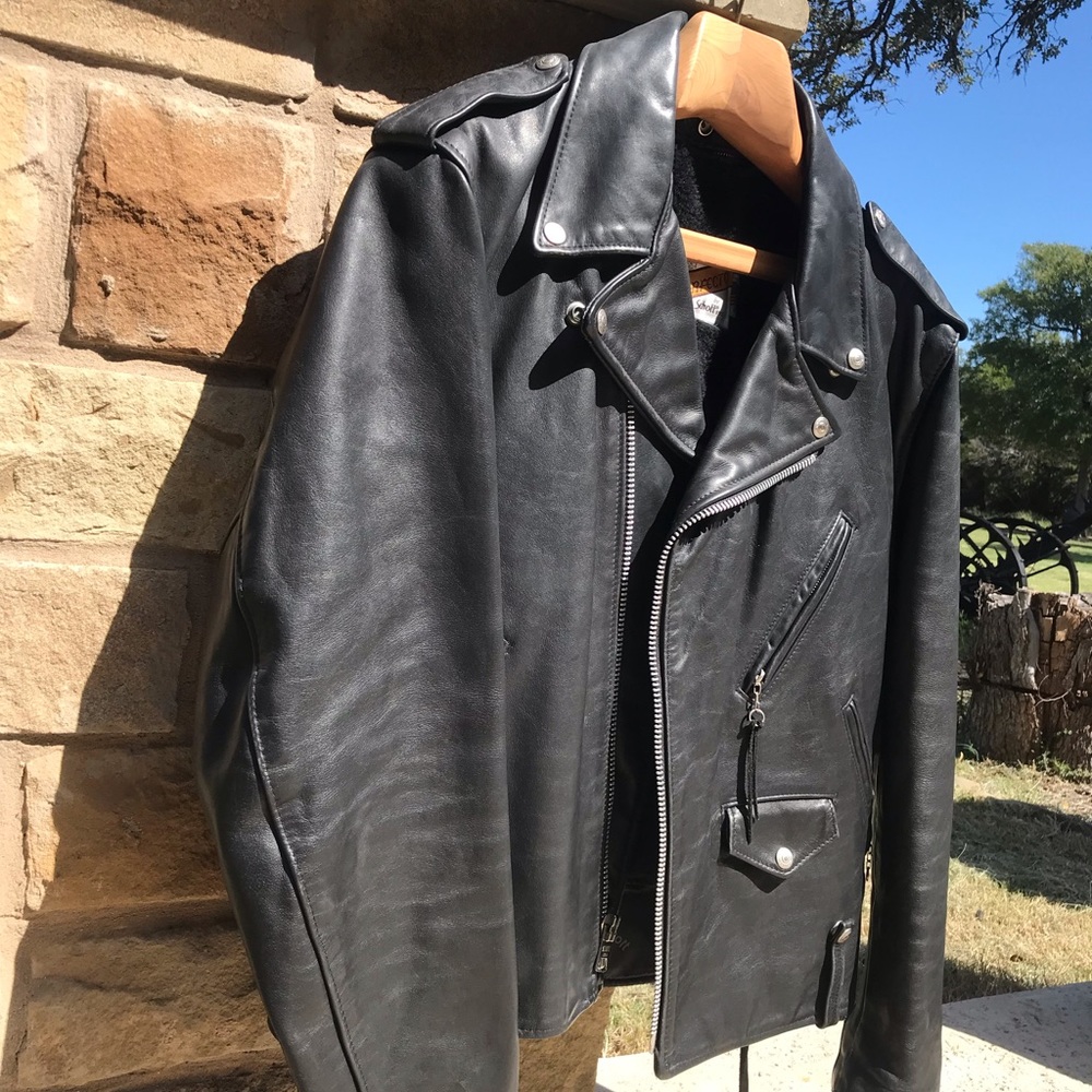 Bad ass Men's vintage genuine leather Schott motorcycle jacket size 48